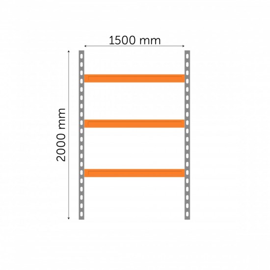 Plaša laiduma noliktavas plaukts Longspan līdz 4000 kg Plaša laiduma noliktavas plaukts Longspan noliktavām un ražošanai 2000x1500x800 mm ar 3 līmeņiem