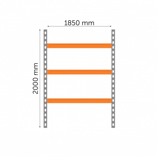 Plaša laiduma noliktavas plaukts Longspan noliktavām un ražošanai 2000x1850x400 mm ar 3 līmeņiem