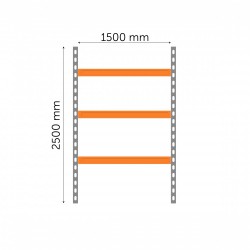 Plaša laiduma noliktavas plaukts Longspan 2500x1500x400 mm, 3 līmeņi, līdz 4000 kg, regulējami plaukti Plaša laiduma noliktavas plaukts Longspan 2500x1500x400 mm, 3 līmeņi, līdz 4000 kg, regulējami plaukti