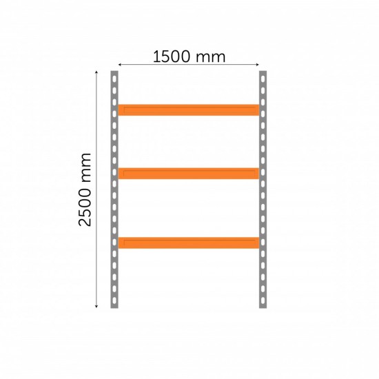 Plaša laiduma noliktavas plaukts Longspan noliktavām un ražošanai 2500x1500x400 mm ar 3 līmeņiem