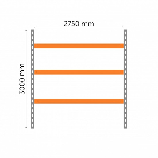 Plaša laiduma noliktavas plaukts Longspan noliktavām un ražošanai 3000x2750x800 mm ar 3 līmeņiem