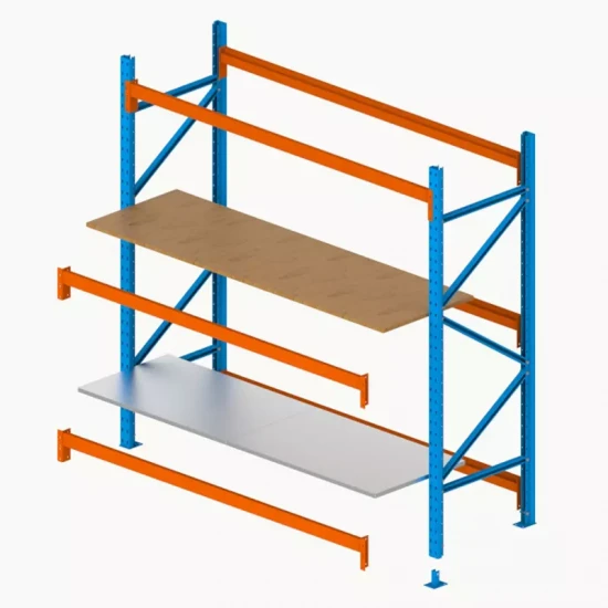 Широкопролётный складской стеллаж Longspan для склада и производства 2000x1200x400 мм с тремя ярусами