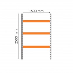 Universāls metāla plaukts 2500x1500x400 mm, 4000 kg, 3 līmeņi, 1300 kg uz līmeni Universāls metāla plaukts 2500x1500x400 mm, 4000 kg, 3 līmeņi, 1300 kg uz līmeni