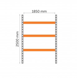 Universāls metāla plaukts 2500x1850x400 mm, 4000 kg, 3 līmeņi, 600 kg uz līmeni Universāls metāla plaukts 2500x1850x400 mm, 4000 kg, 3 līmeņi, 600 kg uz līmeni