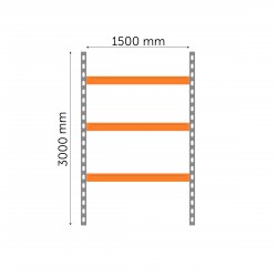 Universāls metāla plaukts 3000x1500x400 mm, 4000 kg, 3 līmeņi, 1300 kg uz līmeni Universāls metāla plaukts 3000x1500x400 mm, 4000 kg, 3 līmeņi, 1300 kg uz līmeni