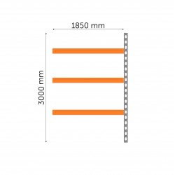 Garā multivides plaukts 3000 x 1850 x 800 mm