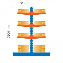 Galvenā divpusējās konsoles plaukta daļa 3500 x 1200 x 800 mm*2 Galvenā divpusējās konsoles plaukta daļa 3500 x 1200 x 800 mm*2
