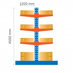 Divpusēja konsoļu plauktu bāze 4500 x 1200 x 1200 mm*2 Divpusēja konsoļu plauktu bāze 4500 x 1200 x 1200 mm*2