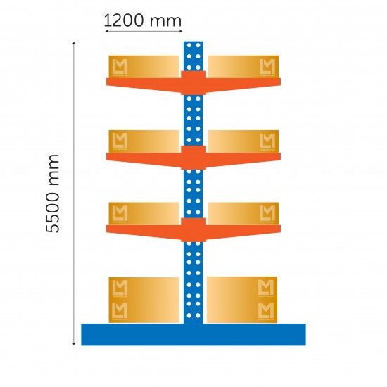 Основная часть двусторонней консольной полки 5500 x 1200 x 1200 мм*2